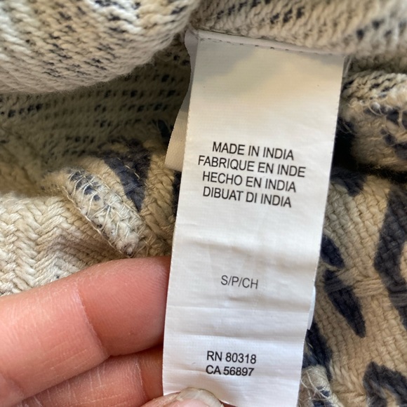 Lucky Brand Boho Cotton Jacket | Blue & Cream Print | Size Small | Zip Front - Picture 11 of 11